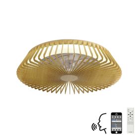 M7128  Himalaya 70W LED Dimmable Ceiling Light & Fan; Remote / APP / Voice Controlled Wood Effect